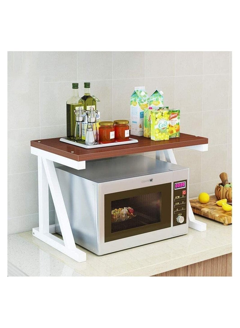 Kitchen Shelf Microwave Oven Storage Rack(Brown) - Image 4