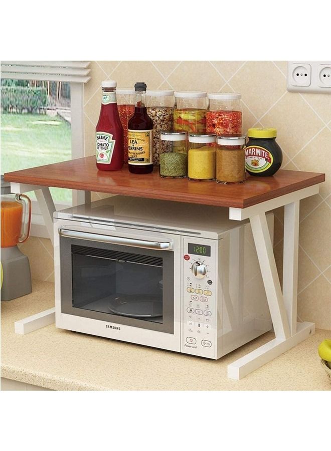 Kitchen Shelf Microwave Oven Storage Rack(Brown) - Image 1