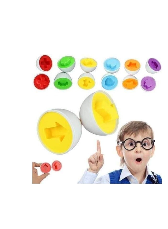 Eggs Matching Different Shapes  6 Eggs  Match Color Or Geometric Shape - Image 1