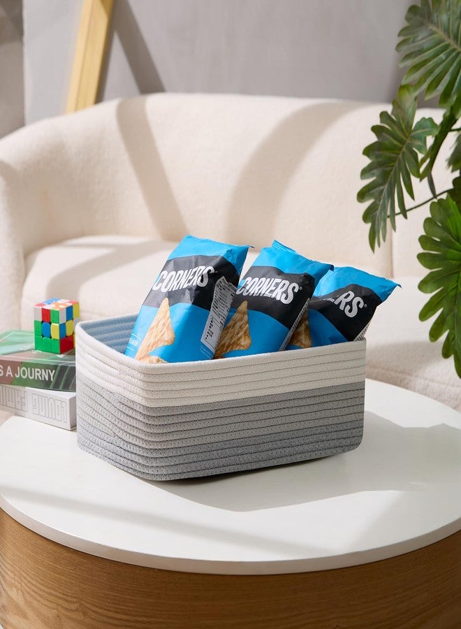 MiniArk Large Shallow Organizing Baskets 15x11x5.1 Inches - Rope Woven Storage Bins for Bathroom, Shelves, Cube Closet, Gradient Grey 2 Packs - Image 5