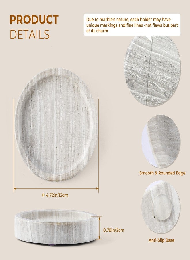 WORHE Candle Holders Italy Premium Natural Marble Candlestick Holder for Jar Pillar Candles Large Round Coaster Plate Jewelry Tray Centerpiece for Wedding Dining Table Home Decor Light Grey (WH074) - Image 4