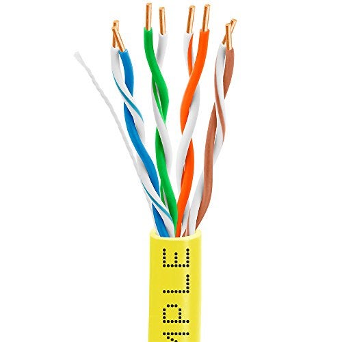 Cmple - Cat5e Plenum Cable 1000ft, CMP, Yellow, 350MHz Gigabit Ethernet Solid Network Internet Bulk UTP - Image 2