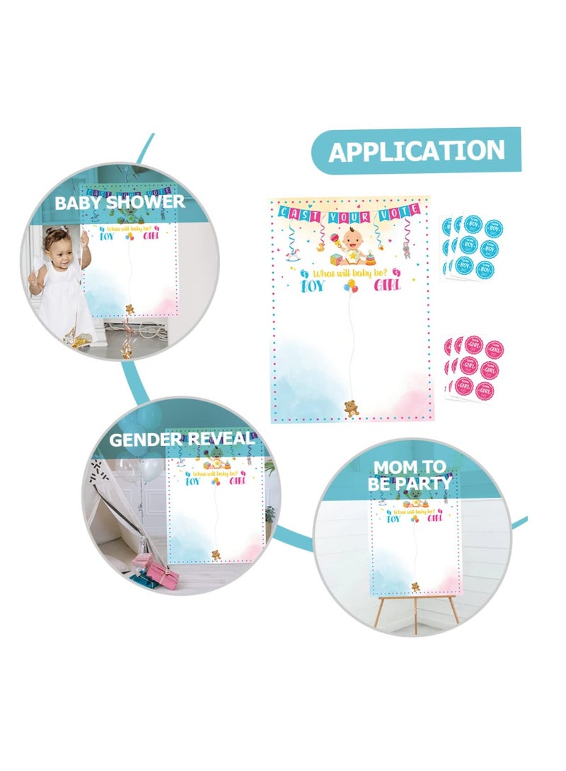 Excefore Baby Gender Reveal Board, Party Supplies Kit with Decorations Games with 36 PCS Pink Blue Stickers, Baby Predictions Cards Gender Reveal Voting Poster Board, Party Games Supplies Kit - Image 4