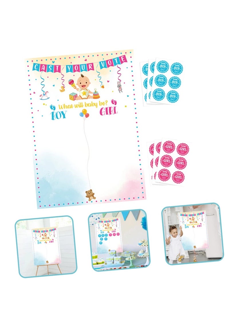 Excefore Baby Gender Reveal Board, Party Supplies Kit with Decorations Games with 36 PCS Pink Blue Stickers, Baby Predictions Cards Gender Reveal Voting Poster Board, Party Games Supplies Kit - Image 2