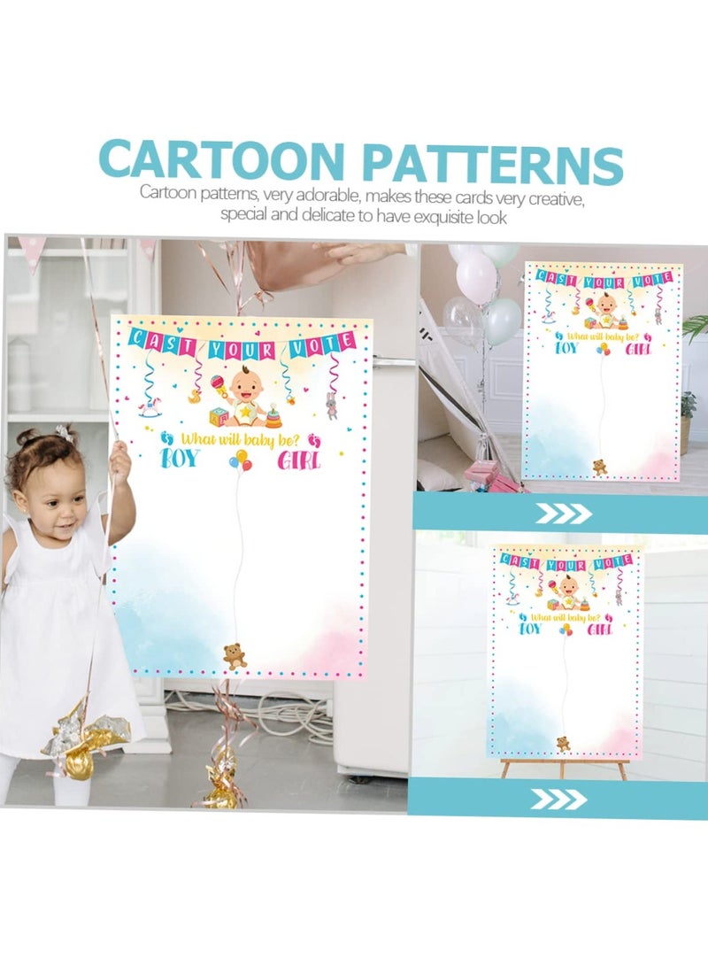 Excefore Baby Gender Reveal Board, Party Supplies Kit with Decorations Games with 36 PCS Pink Blue Stickers, Baby Predictions Cards Gender Reveal Voting Poster Board, Party Games Supplies Kit - Image 5