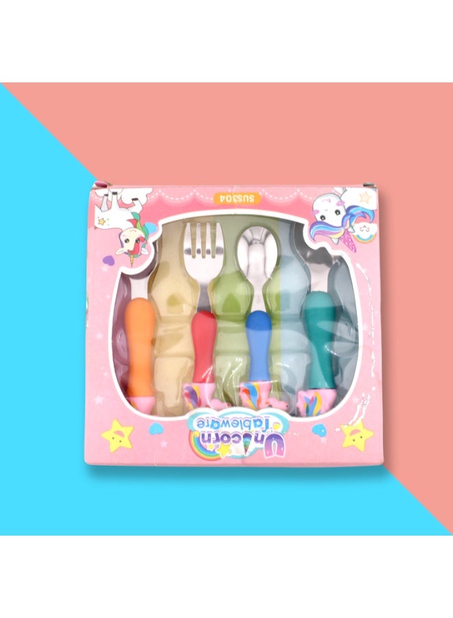 CRAVISTA Stainless Steel Kids Cutlery Set – 4 Pcs Metal Spoons and Fork Set for Toddlers – BPA Free Childrens Cutlery for Lunch Box, Travel & Home Use - Cute Unicorn Gifts for Girls & Boys - Image 5