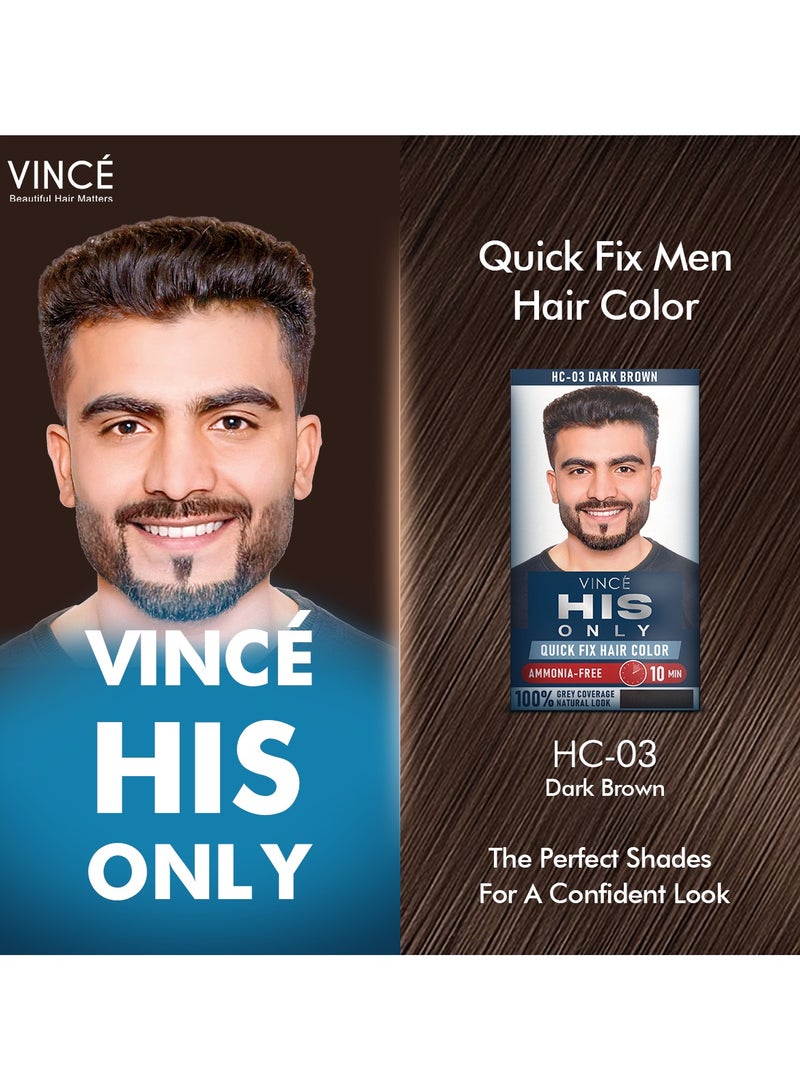 فينس صبغة شعر للرجال (HC-03) - بني غامق - خالية من الأمونيا، تغطية 100% للشعر الرمادي، غنية بزيت الزيتون والأفوكادو - تضيف نعومة ولمعانًا - لطيفة وسريعة وطويلة الأمد لجميع أنواع الشعر - Image 2