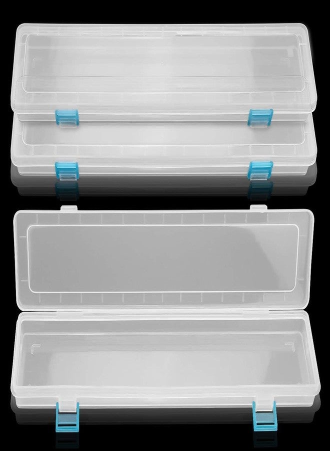 FIREBOOMOON 3 Pack Translucent Plastic Paint Brush Holder, Long Paint Brushes Watercolor Pens Pencils Drawing Tools Storage Box Container Case(13" x 2.8" x 1.4") - Image 1