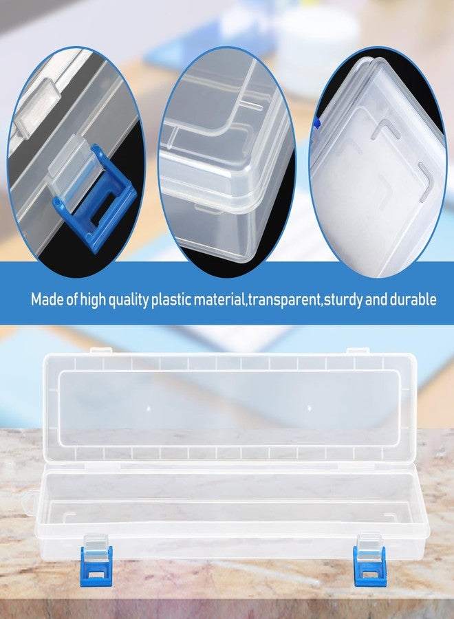 FIREBOOMOON 3 Pack Translucent Plastic Paint Brush Holder, Long Paint Brushes Watercolor Pens Pencils Drawing Tools Storage Box Container Case(13" x 2.8" x 1.4") - Image 3