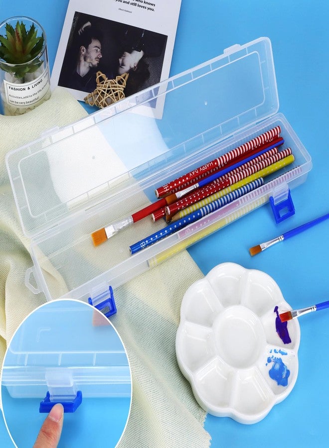 FIREBOOMOON 3 Pack Translucent Plastic Paint Brush Holder, Long Paint Brushes Watercolor Pens Pencils Drawing Tools Storage Box Container Case(13" x 2.8" x 1.4") - Image 4