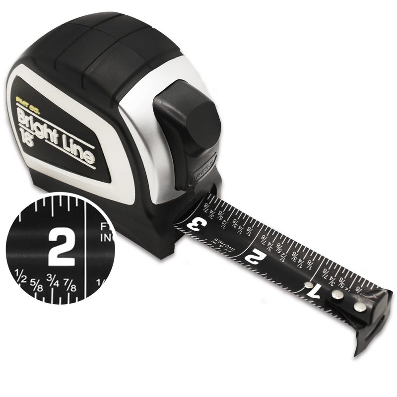 Perfect Measuring Tape - BrightLine High Contrast Dark Mode Easy Read Tape Measure for Low Light Visibility - Heavy Duty Rubber Case 18ft (Inch Fractions) Dual Sided Auto Lock Tape Measure Retractable - Image 4