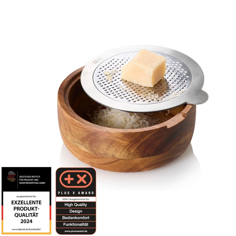 AdHoc Cut n Serve Fine Grater â€“ Easy Grip and Non-Slip Rubber Feet â€“ For Cheese, Frozen Butter & More â€“ Handheld with Acacia Wood Base & Metal PreciseGrate Blades - Image 2