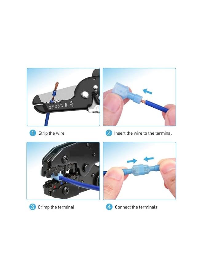 PROMASS promass Nylon Spade Quick Disconnect Connectors Kit, Electrical Insulated Terminals, Male and Female Spade Wire Crimp Terminal Assortment Kit,100 Pcs  - Image 4