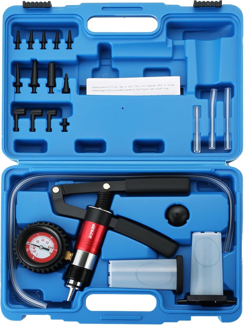 ATPEAM 21PCS Brake Bleeder Kit Hand Held Vacuum Pressure Pump with Adapters - Image 1