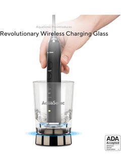 Black Series+ - Ultra Whitening 40,000 Vpm Rechargeable Electric Toothbrush - Ada Accepted - Wireless Charging Glass - 6 Proflex Brush Heads & Travel Case - 4 Modes & Smart Timer