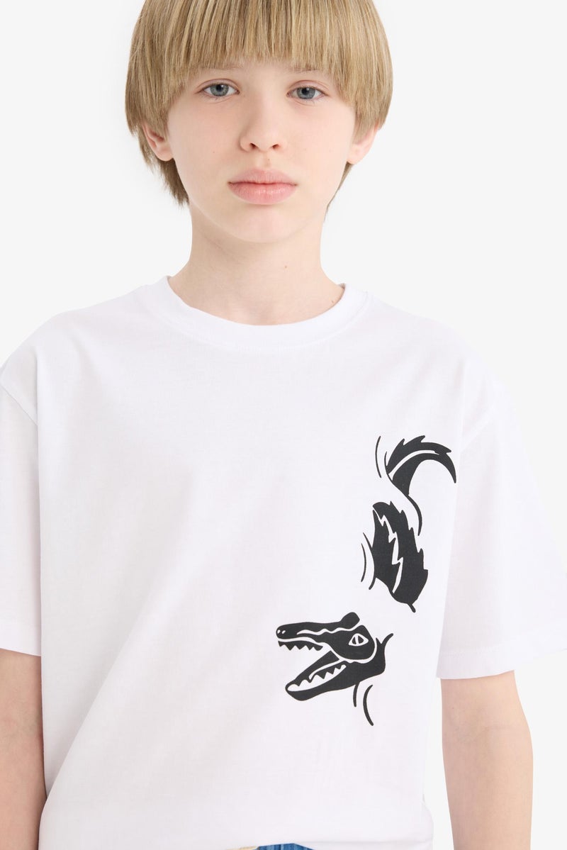 ديفاكتو تيشيرت نص كم مطبوع قصة عادية برقبة مستديرة - Image 5