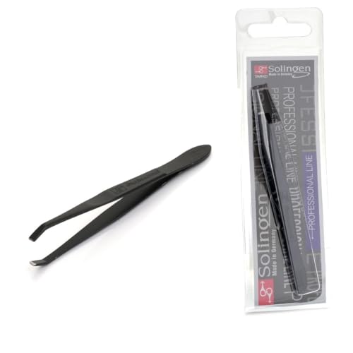 Solingen Stainless Steel Professional Slanted Tip Tweezers | Best Shaped for Eyebrows Extensions Chin Cheek Face Facial Hair | Made in Germany - Image 1