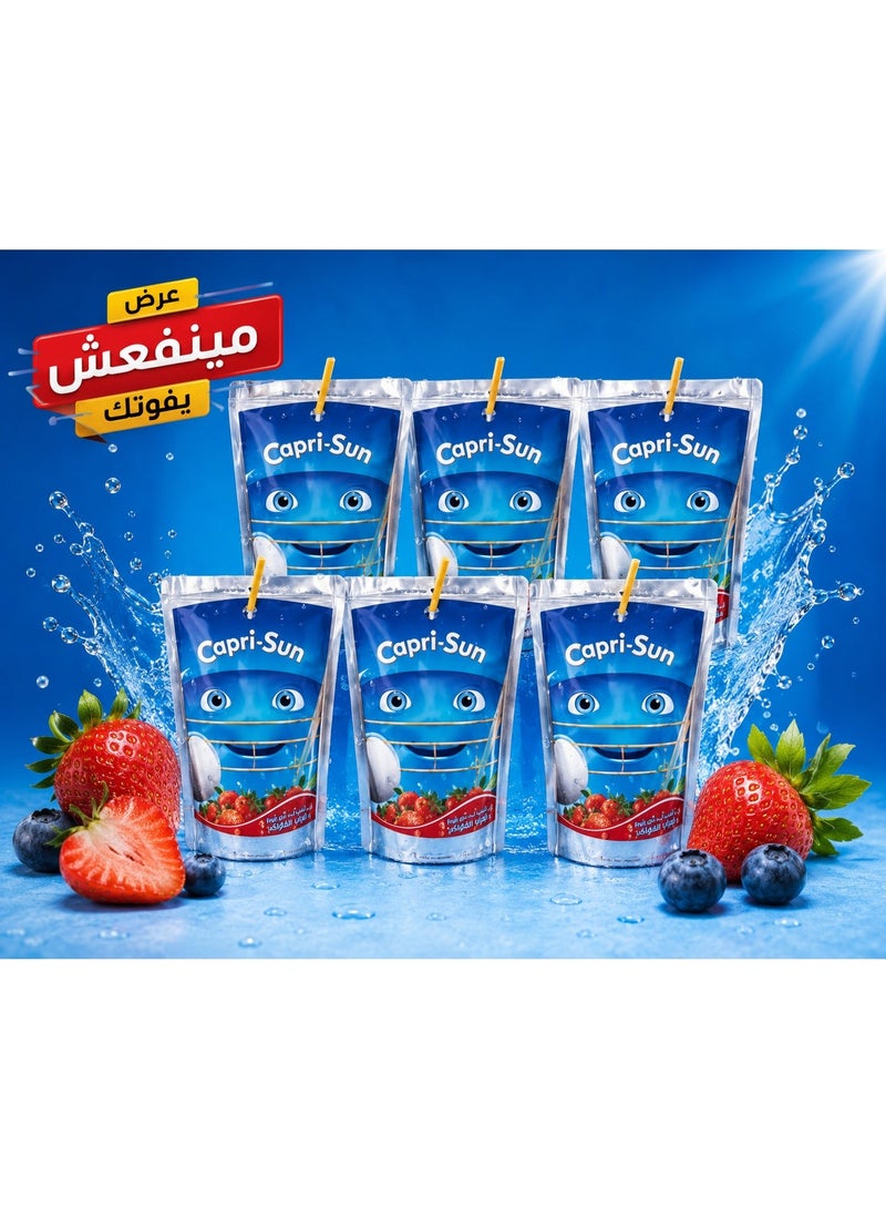 Capri-Sun Strawberry Fruit Juice Drink – Pack of 6 | Refreshing Strawberry Flavor | Ready to Drink | Kids-Friendly Juice Pouches - Image 1