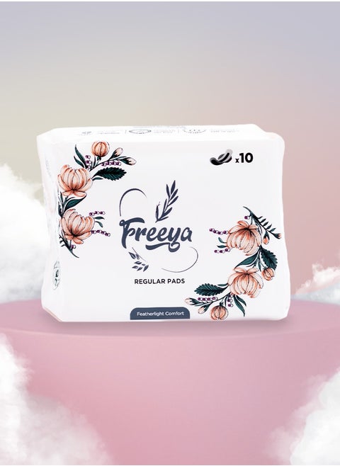 Regular Pads (10 Pads) - Light to Moderate Flow - Cotton Ultra Thin Breathable Velvety Sanitary Pads