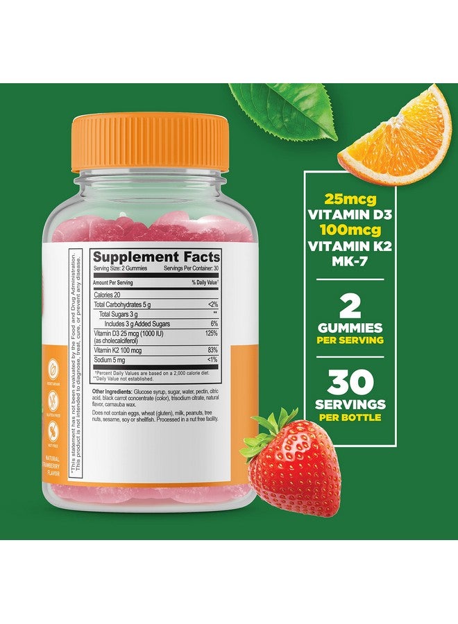 Lifeable Vitamin D3 + K2 Great Tasting Natural Flavor Gummy Supplement Vitamins Gluten Free Vegetarian And Non Gmo Chewable For Strong And Healthy Bones 60 Gummies (Adults) - Image 3