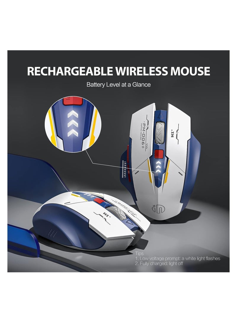 inphic F9 Wireless Mouse Rechargeable Sci-Fi Mecha Style 2400dpi Silent Office Mouse 2.4G Mice For Laptop PC with 2.4G USB Receiver - Image 3