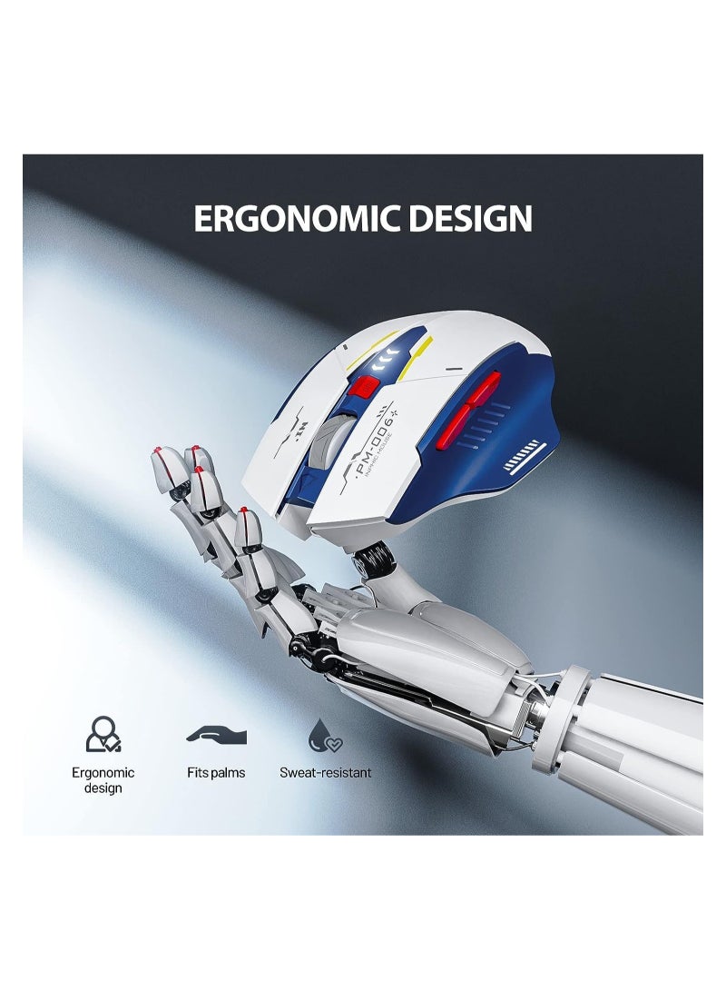 inphic F9 Wireless Mouse Rechargeable Sci-Fi Mecha Style 2400dpi Silent Office Mouse 2.4G Mice For Laptop PC with 2.4G USB Receiver - Image 5