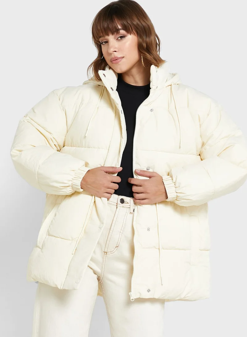 TOPSHOP Tie Detail Puffer Jacket