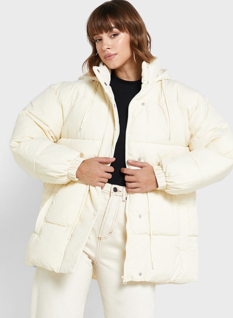 TOPSHOP Tie Detail Puffer Jacket - Image 1