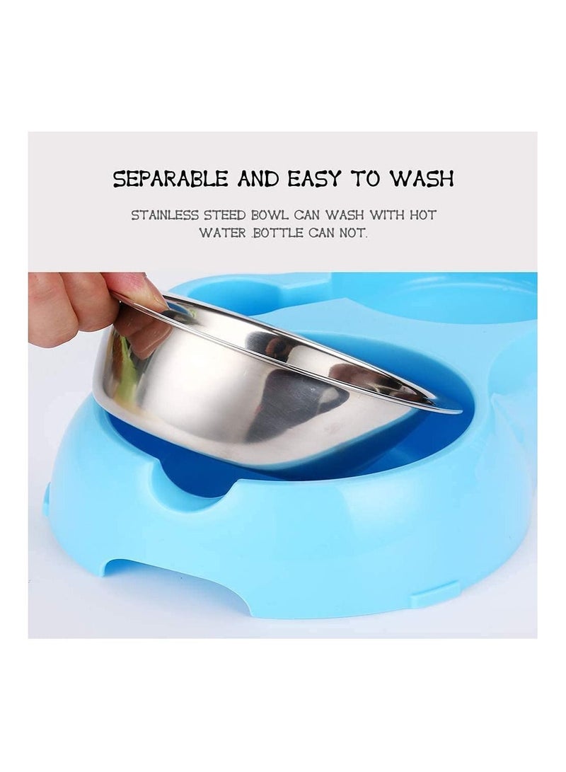 Pet Dog Cat Water Dispenser Feeding Bowl (Blue) - Image 3