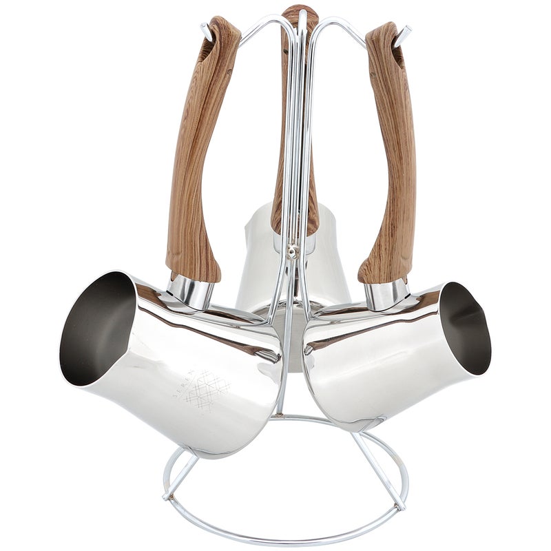 سيرينك التعريف طقم إبريق قهوة تركي من الستانلس ستيل مع حامل - Image 1