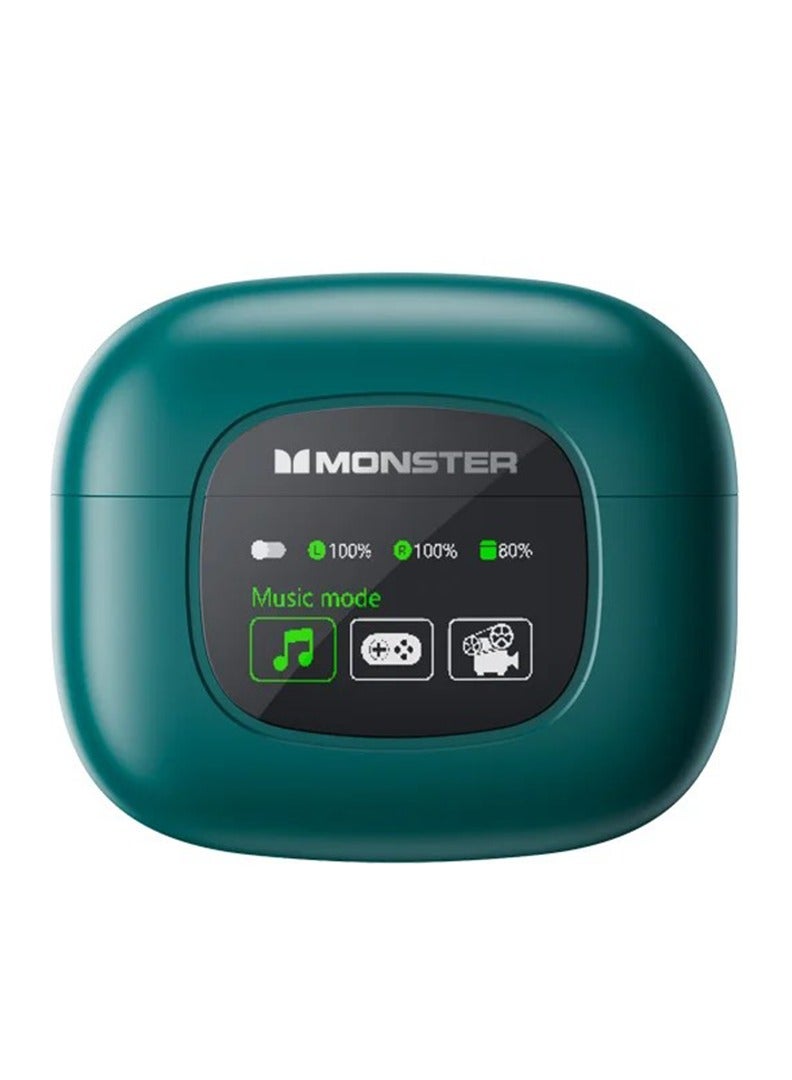 Monster Monster XKT20 Wireless Bluetooth Earbuds Gaming Headphones Deep Bass Low Latency Game Headset with Built-in Microphone Noise Canceling Green  - Image 1
