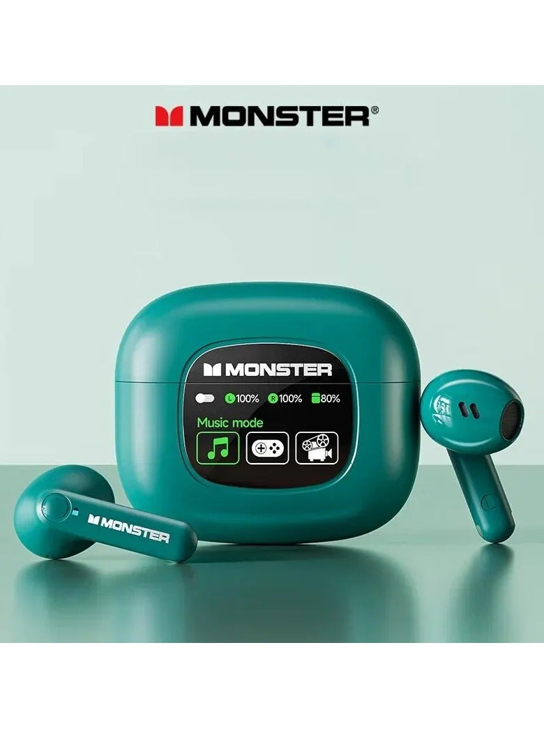 Monster Monster XKT20 Wireless Bluetooth Earbuds Gaming Headphones Deep Bass Low Latency Game Headset with Built-in Microphone Noise Canceling Green  - Image 2