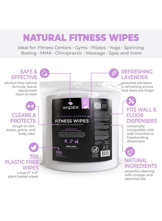 Wipex Plant-Based Gym Wipes Refill - 700 Count, 8"x8" Gym Cleaner for Equipment with Vinegar & Lavender Essential Oil, Fits Dispensers, Lavender Scented Fitness Equipment Wipes, Pack of 1 - Image 5
