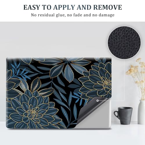 ARTSO 12 13 14 15 15.4 15.6 Inches Laptop Skin Sticker Decal Universal Netbook Skin Sticker Reusable Soft Notebook Art Protector Cover Decal, Blue Flower - Image 3