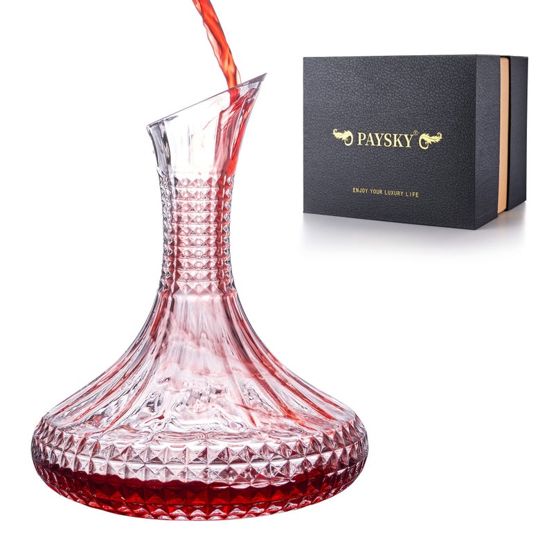 Paysky Wine Decanter  Hand Blown Leadfree Crystal Glass Wine Decanters and Carafes Perfect Wine Gifts For Wine Lovers And Newlyweds 1500ml 