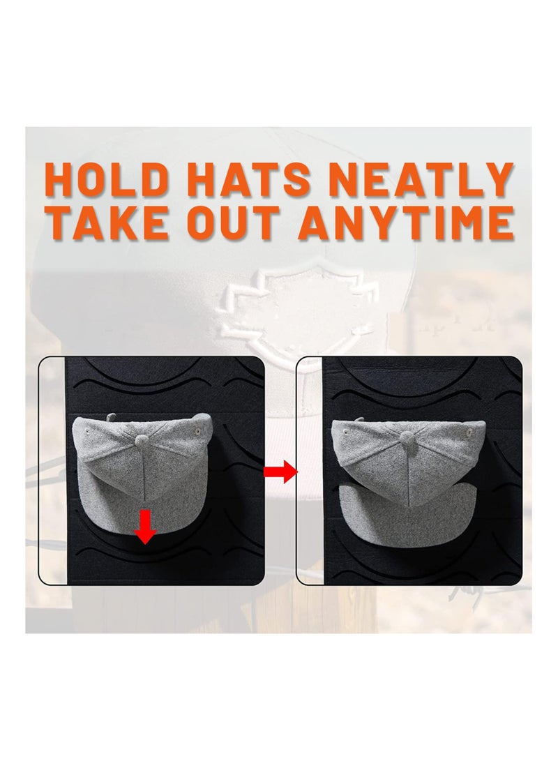 14 Pocket Over The Door Baseball Cap Organizer - Foldable Felt Fabric Hat Rack for Wall or Closet, Double Row Design for Efficient Storage of Baseball Hats.  - Image 2