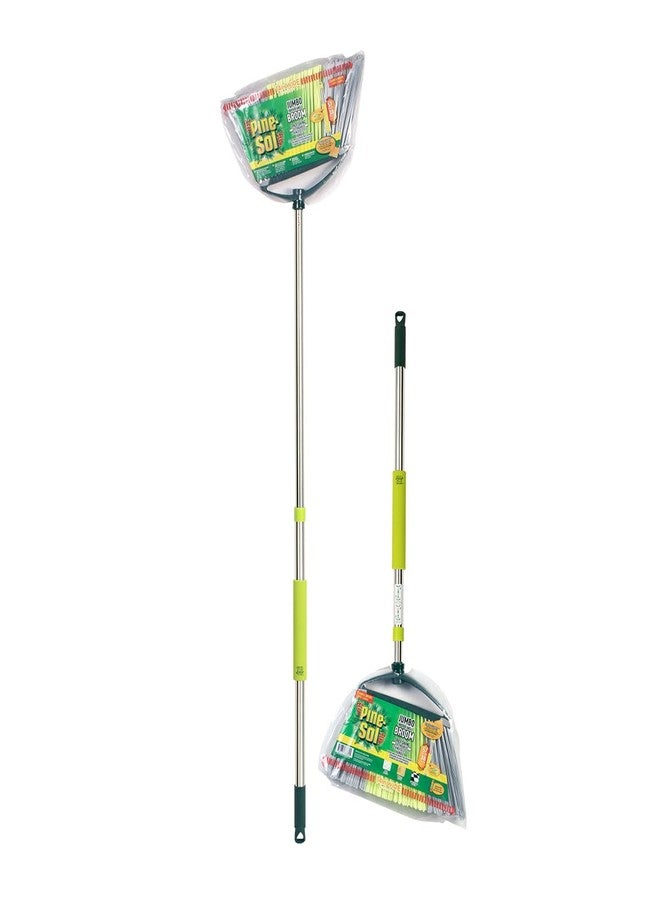 Pine Sol Pine-Sol Indoor Jumbo Broom with Long, Stainless Steel Collapsible Handle for Easy Storage, Heavy Duty Angle Bristles for Wood, Tile, Linoleum, and More - Sweeps Wet or Dry Debris - Image 1