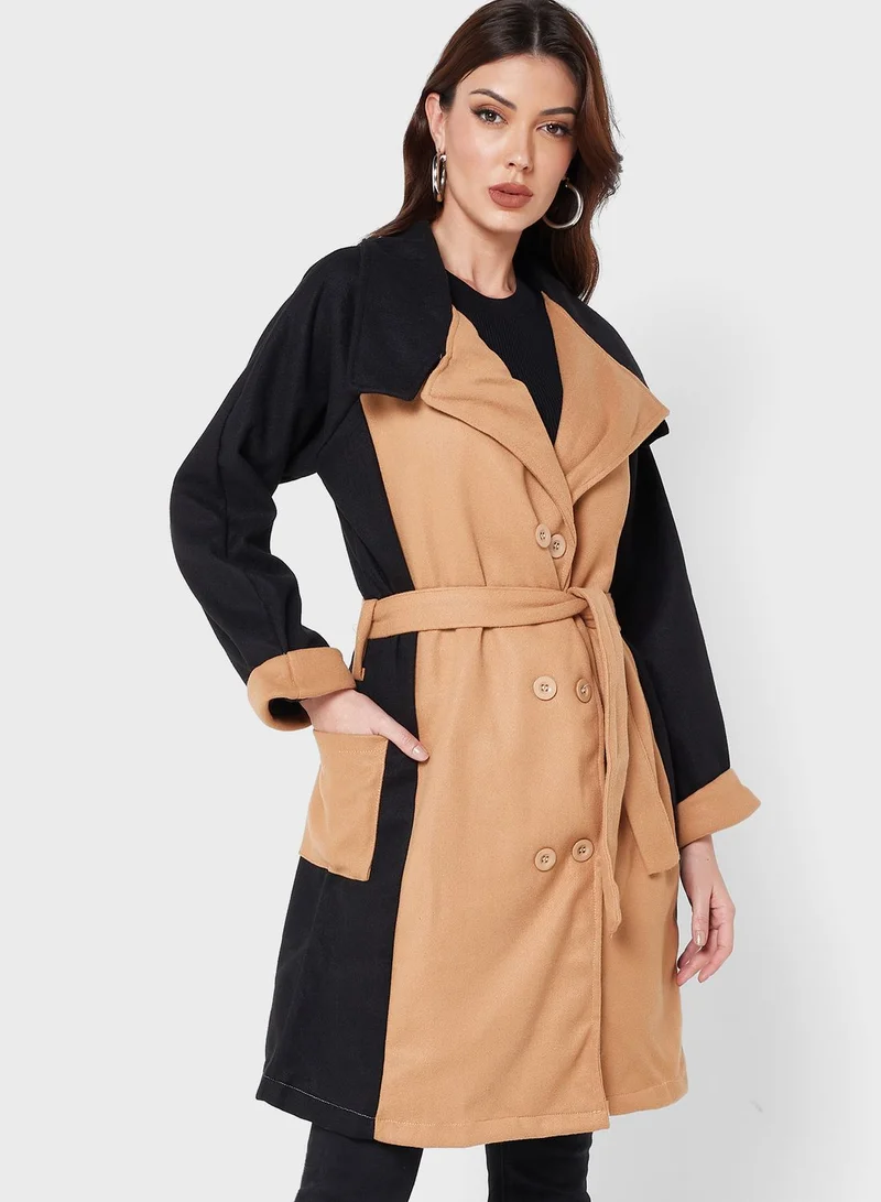 ELLA Colorblock Detail Trench Coat