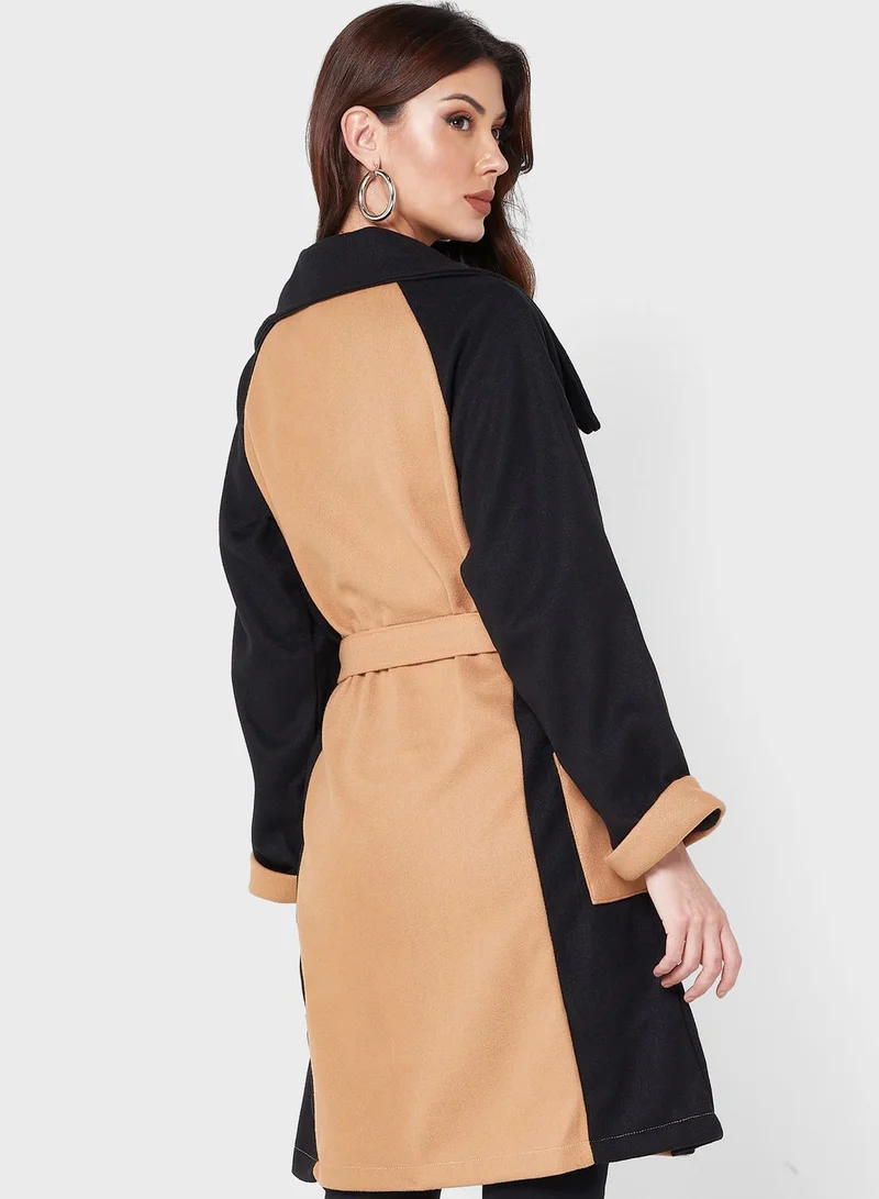 ELLA Colorblock Detail Trench Coat