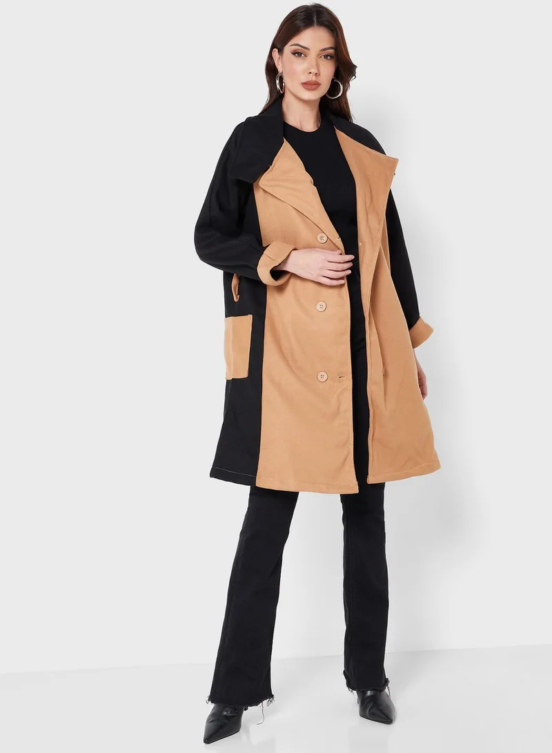 ELLA Colorblock Detail Trench Coat