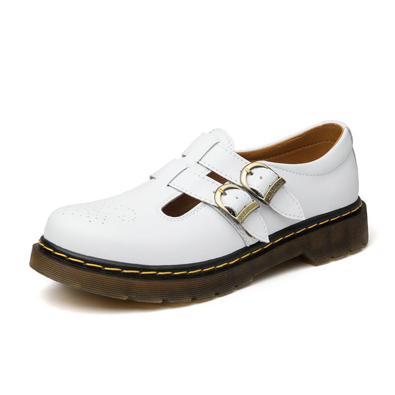 Women'S Vintage Mary Jane Shoes British Fashion All-Match Trendy Shoes Bean Shoes Buckle Plus Size 41 Casual Women'S Shoes - Image 1