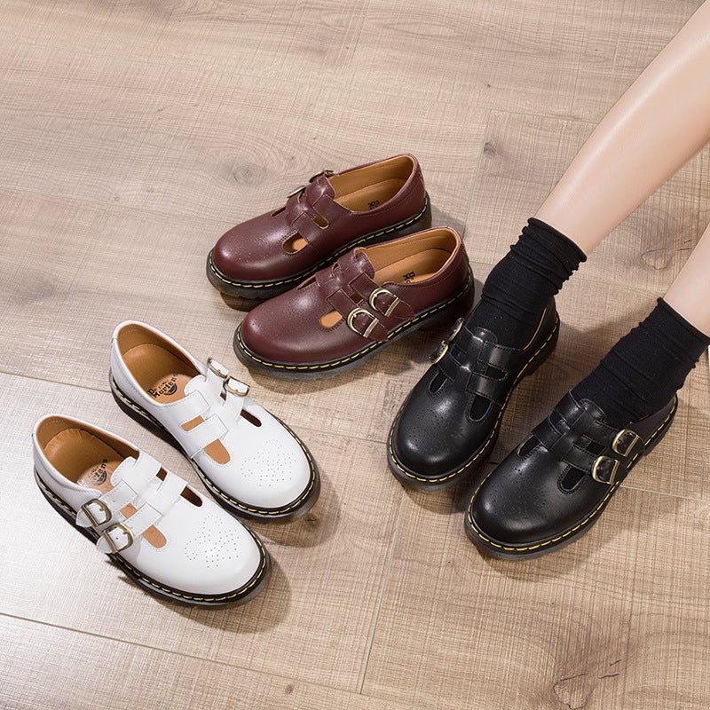 Women'S Vintage Mary Jane Shoes British Fashion All-Match Trendy Shoes Bean Shoes Buckle Plus Size 41 Casual Women'S Shoes - Image 4