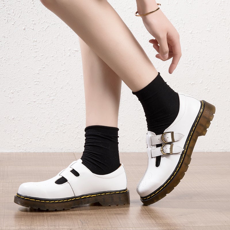 Women'S Vintage Mary Jane Shoes British Fashion All-Match Trendy Shoes Bean Shoes Buckle Plus Size 41 Casual Women'S Shoes - Image 3