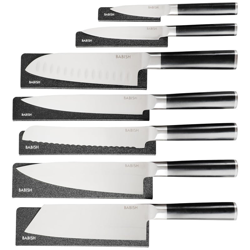 Babish 14-Piece Full Tang Forged Kitchen Knife Set â€“ High-Carbon 1.4116 German Steel Cutlery with Protective Sheaths â€“ Professional Chef Knife Set - Image 1
