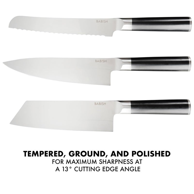Babish 14-Piece Full Tang Forged Kitchen Knife Set â€“ High-Carbon 1.4116 German Steel Cutlery with Protective Sheaths â€“ Professional Chef Knife Set - Image 5