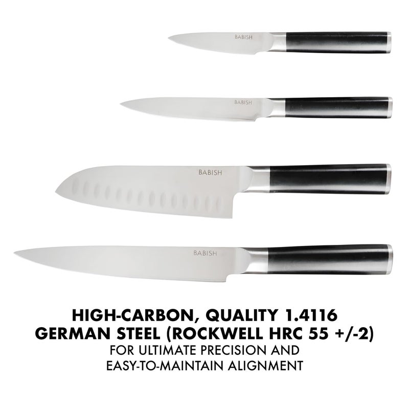 Babish 14-Piece Full Tang Forged Kitchen Knife Set â€“ High-Carbon 1.4116 German Steel Cutlery with Protective Sheaths â€“ Professional Chef Knife Set - Image 4