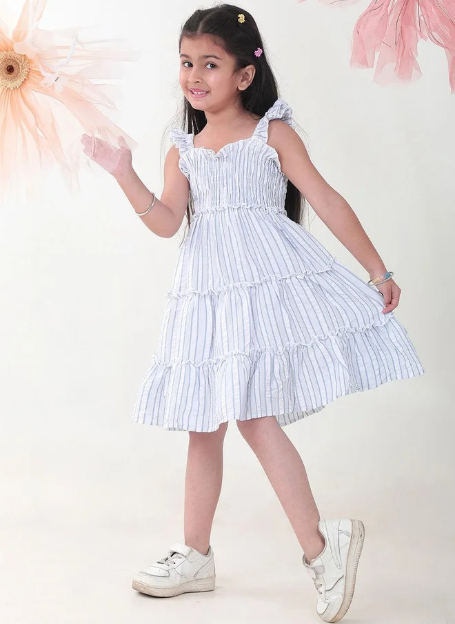 بونكيدز BONKIDS Striped Satin Fit & Flare Dress for Girls