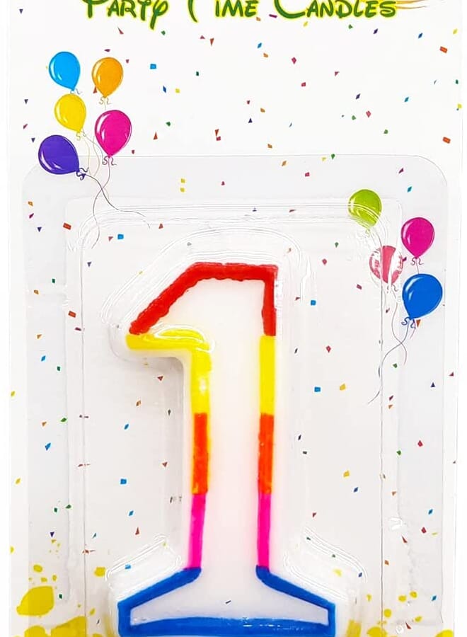 Party Time 1 Piece Wax Number Birthday Candle Rainbow Color Designs For All Occasions Like Birthday Themed Parties And Anniversary #1 - Image 2