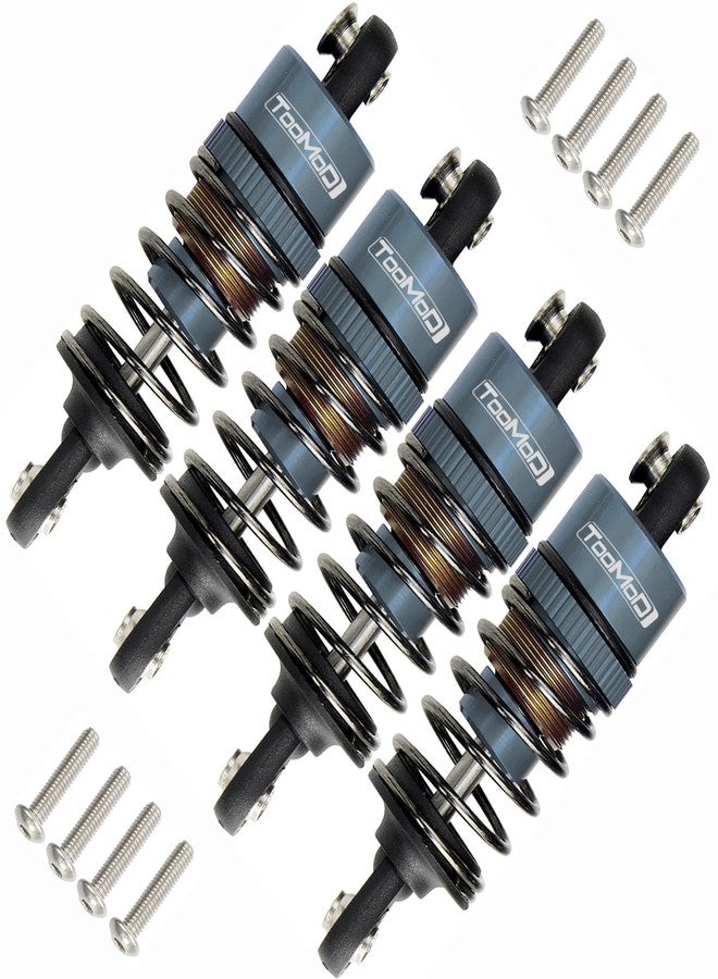 TOOMOD 1/10 52MM RC Oil filled Shock Absorbers kit for Tamiya TT-01 TT-02 M03 M04 M05 M06 TA05 1:10 On Road Car Upgrades Replace Parts (Grey) - Image 1