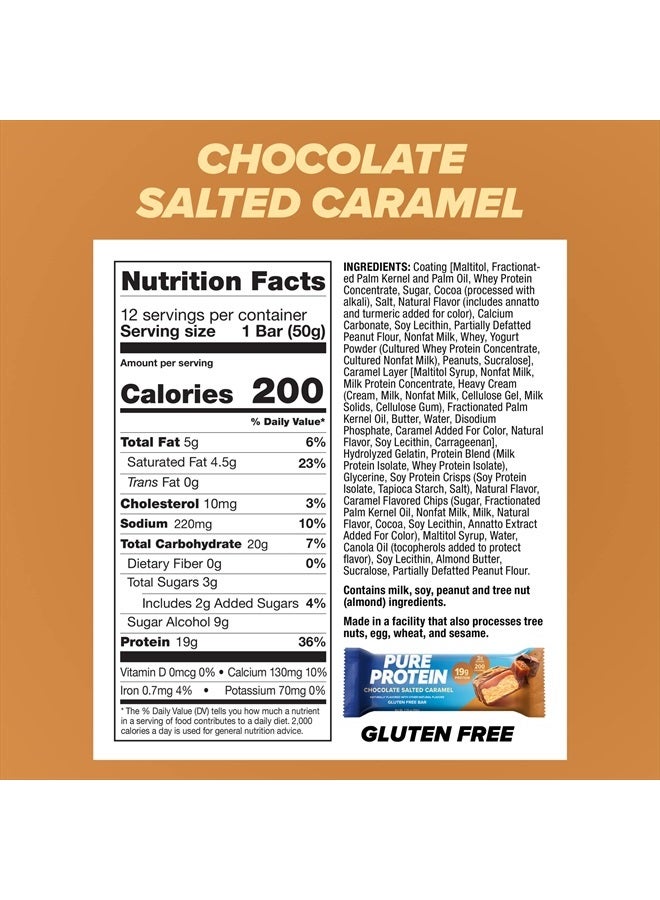 Pure Protein Bars, High Protein, Nutritious Snacks to Support Energy, Low Sugar, Gluten Free, Chocolate Salted Caramel, 1.76 oz., 12 Count (Pack of 1) (Packaging May Vary)  - Image 3